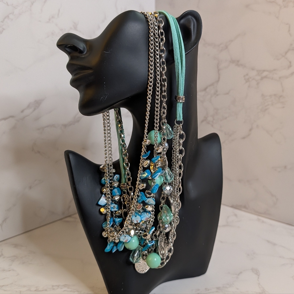 Turquoise Multi-Chain Statement Necklace Collection - Women Jewelry
